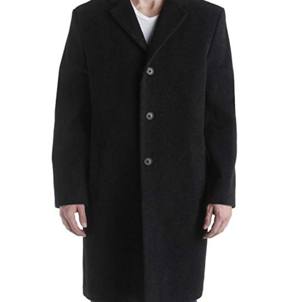 Perry Ellis Black Wool Long Business Coat (42L)